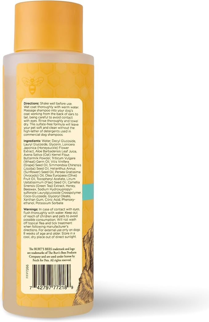 Burt's Bees for Pets Itch Soothing Shampoo with Honeysuckle, 95% Natural Origin Formulas, Dog Shampoo for Itchy Dogs, Dog Shampoo Itchy Skin Relief, 16 oz