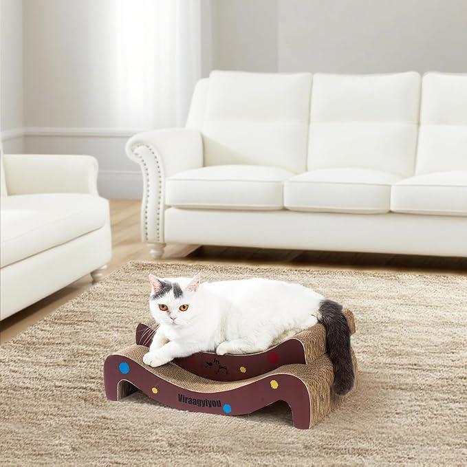 Cat Scratcher Cardboard Scratch Pad for Cats Infinity Scratchers for Indoor Cats Kitten Scratching Post as Beds Board & Furniture Reversible Couch