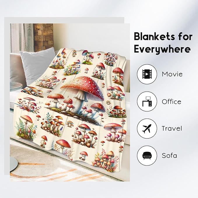 Kids Blankets Gifts Mushroom Blanket for Girls, 30"x40" Cozy Fleece Throw for Girls Daughter