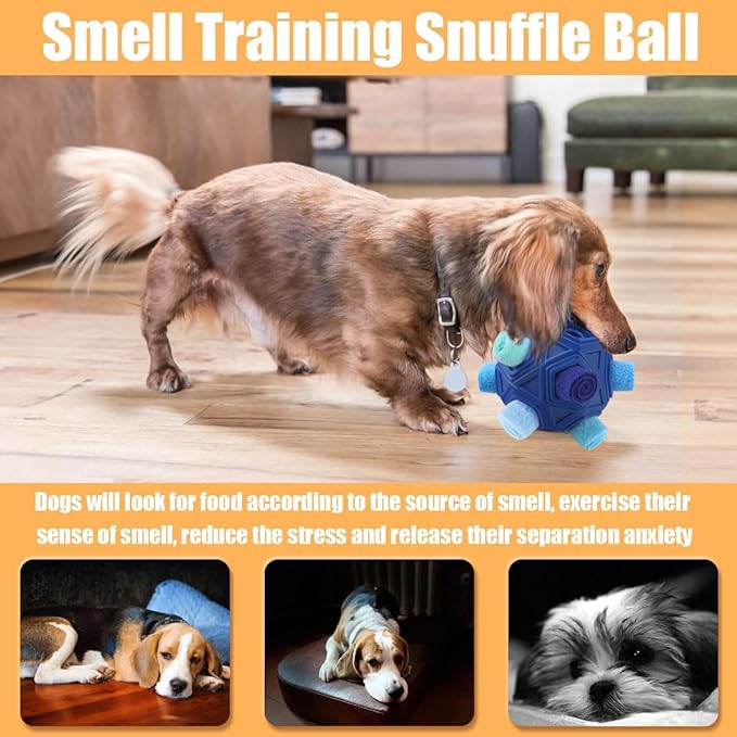 Dog Snuffle Ball-Interactive Puzzle Dog Toys Encourage Natural Foraging Skills Slow Feeder for Training and Stress Relief, Cloth Strip Hiding Food Chew Toys for Any Size Dogs