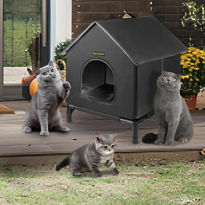 Rest-Eazzzy Heated Cat House for Indoor Cats, Waterproof, Fully Insulated Shelter, Great for Cat Houses and Cat Beds (Black, Medium)