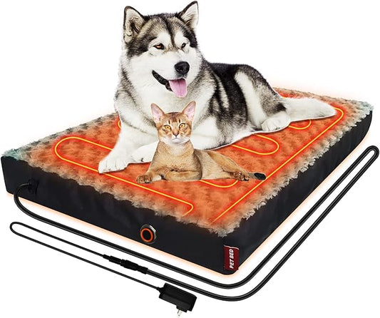 Upgraded Heated Dog Bed with Enlarged Heating Area, 12V Safe Voltage Arthritis Orthopedic Dog Bed with Memory Foam, Heated Pet Bed with Waterproof Cover for Medium, Large, XL Dogs (XL)…