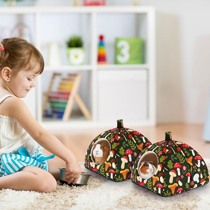 Glittme Guinea Pig Hideout 2Pack - Soft Pads, Washable, Non-Slip Bottom - Rabbit & Hamster Hideout, Ferret Accessories