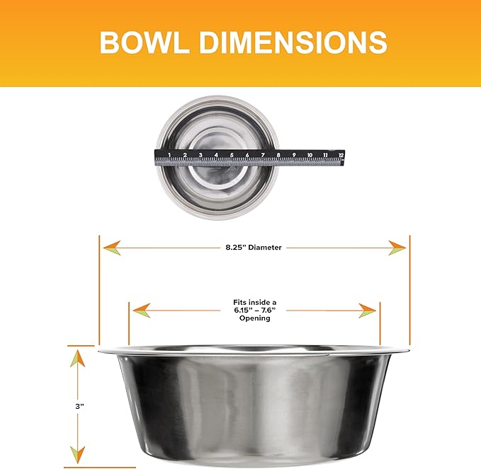 Neater Pet Brands 7 Cup (56 oz.) Stainless Steel Dog Bowls, 1 Single Neater Feeder Replacement Bowl (M/L Express, Large Deluxe Models), Dog Food Bowl or Water Bowls, Dishwasher Safe Metal Dish