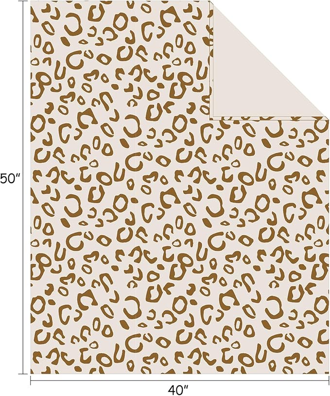 FY FIBER HOUSE Flannel Fleece Leopard Print Throw Blanket Super Soft Lightweight Fluffy Throw for Couch, 40"X50",Brown