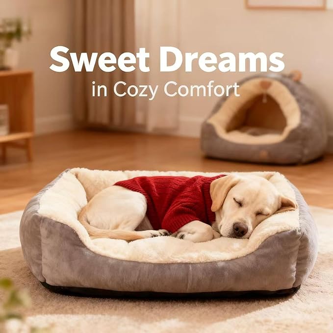 Medium/Large Dog Sweater, Warm Dog Winter Coat w/Sleeves, Comfortable High Neck Premium Dog Clothes for Labrador-Best for Holidays, Daily Walks XL Deep Red