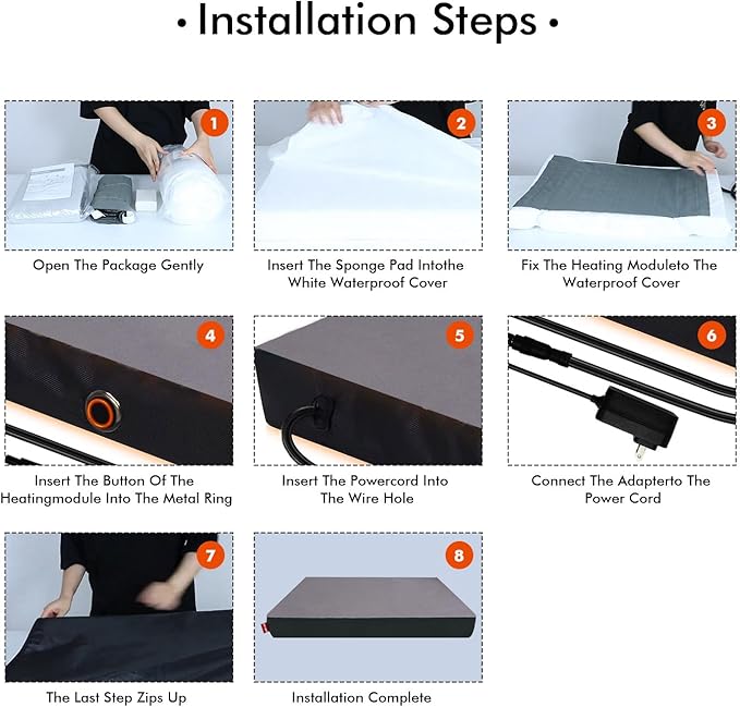 HEATFOX Upgraded Heated Dog Bed with Heating Pad, 24V Safe Voltage Arthritis Bed with Memory Foam, Waterproof Cover for Medium, Large Dogs/XL