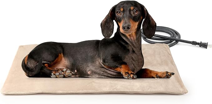 NICREW Pet Heating Pad for Dogs and Cats, Heated Dog Bed with Steel-Wrapped Cord and Soft Fleece Cover, 27.5 x 15.7 Inches, 50 Watts