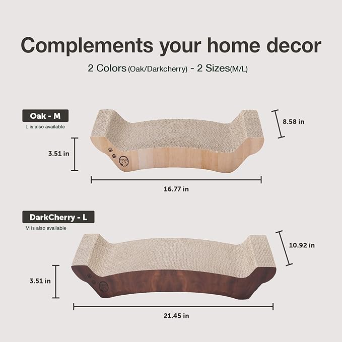 Necoichi Premium Comfort Series Cat Scratcher Curved Lounger and Scratcher Bed (c.Oak Bed, Large)