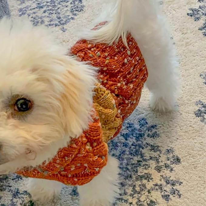 KYEESE Dog Sweaters for Small Dogs Male Color Block Pets Sweater with Fuzzy Thread Knitted Turtleneck Small Dog Sweater Soft Pet Sweater Fall Winter Dogs Clothes, Brown, S