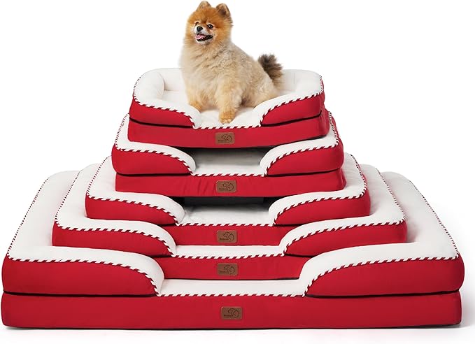 Bedsure Orthopedic Dog Beds Large Sized Dog - Washable Large Dog Cat Bed Waterproof, Comfort Dogs Couch Sofa with Washable Removable Cover, Pet Bed with Nonskid Bottom, Red, 35"