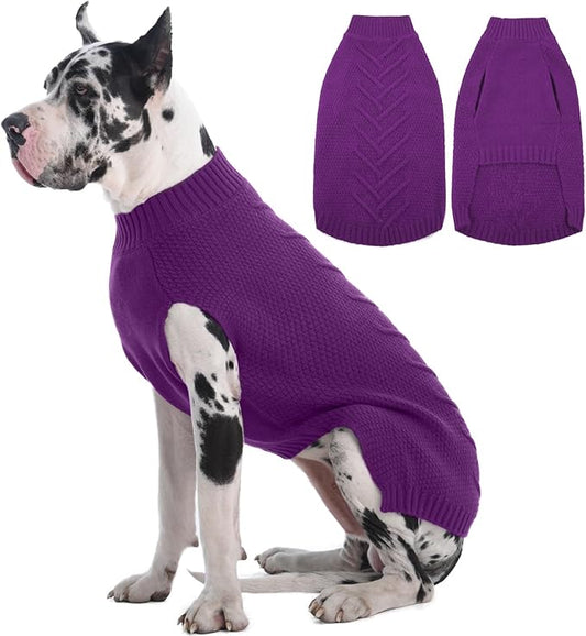 IECOii Great Dane Sweater,5XL Dog Sweater for Extra Large Dogs Breed,XXXXXL Dog Sweaters Christmas Outfit,Thick Warm Dog Winter Sweater for Male Female Dogs,Pullover Big Dog Sweater,Purple-5XL