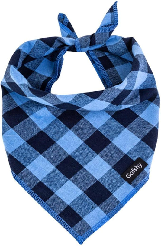 Boy Dog Bandana XLarge-Blue Black Dog Scarf Buffalo Plaid Printing Adjustable Bib Handkerchief Accessories for Large Dogs (XL)