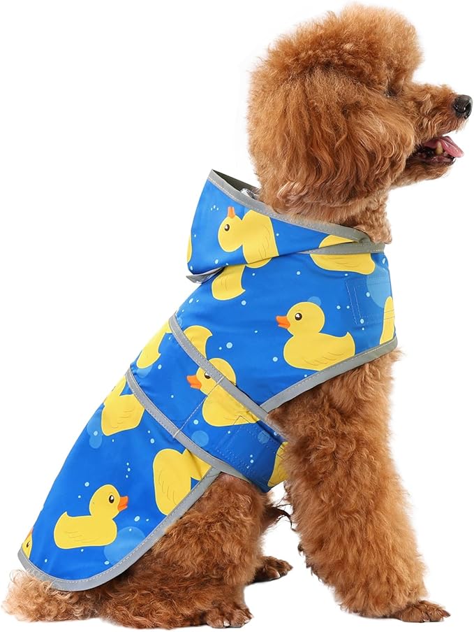 Dog Raincoat Hooded,Waterproof Rain Coat for Dogs with Adjustable Belly Strap,Reflective Strips, Lightweight Slicker Poncho Rain Jacket for Small Medium Large Dogs