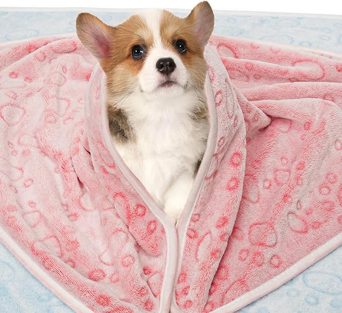 LeapSheep Pet Blankets for Dogs Cats - 3Pack Heart Pattern Super Soft Fluffy Dog Blankets for Small Medium Large Doggy Kitten (Light, Small)