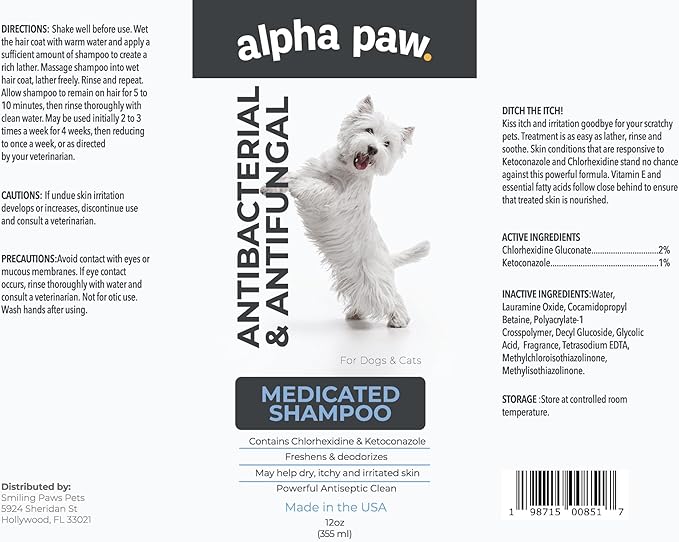 Smiling Paws Pets Medicated Grooming Kit Including: Wipes, Shampoo, and Brush for Dogs & Cats