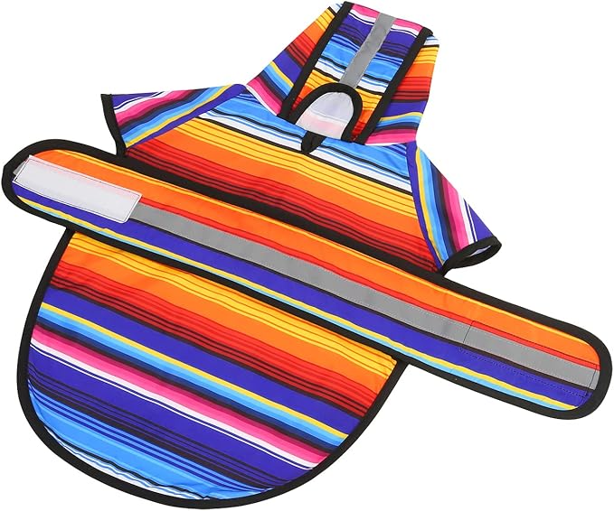 HDE Dog Raincoat Jacket Reflective Adjustable Hooded Pet Poncho Rain Coat with Leash Hole for Small to X-Large Dogs Baja Stripes - XL