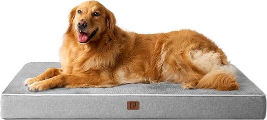 EHEYCIGA Waterproof Dog Bed Memory Foam 41x27, Orthopedic Dog Beds Mat for Gaint Dogs with Removable Cover, Grey
