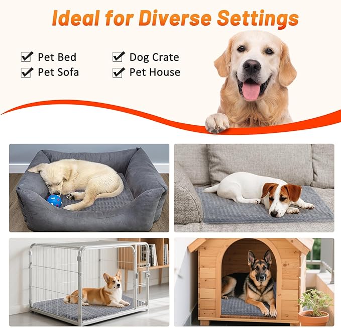 Heated Cat Bed, Waterproof Heated Cat Dog Bed with Adjustable Temperature & Timer, Electric Pet Mat for Indoor Cats Dogs, Chew Resistant Steel Cord（Medium : 28"x20" Gray）