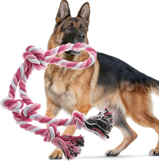 Rope Toy for Dogs，Large Dog Rope Toys for Aggressive Chewers, Heavy Duty Dog Toys for Large Medium Breed, Indestructible Tough Chew Toys Tug of War Dog Toy Cotton Rope for Teeth Cleaning
