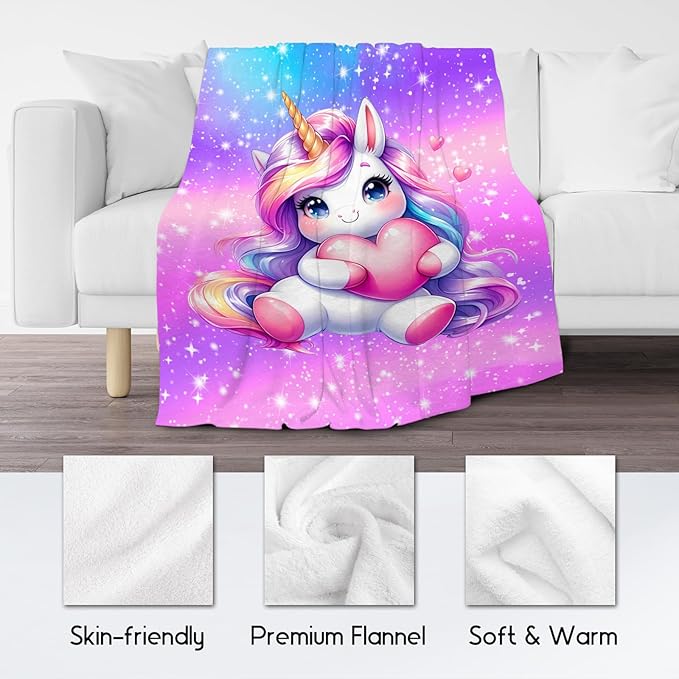Unicorn Blanket Gifts for Girls - Flannel Soft Cute Throws for Couch, Office 40"x50"