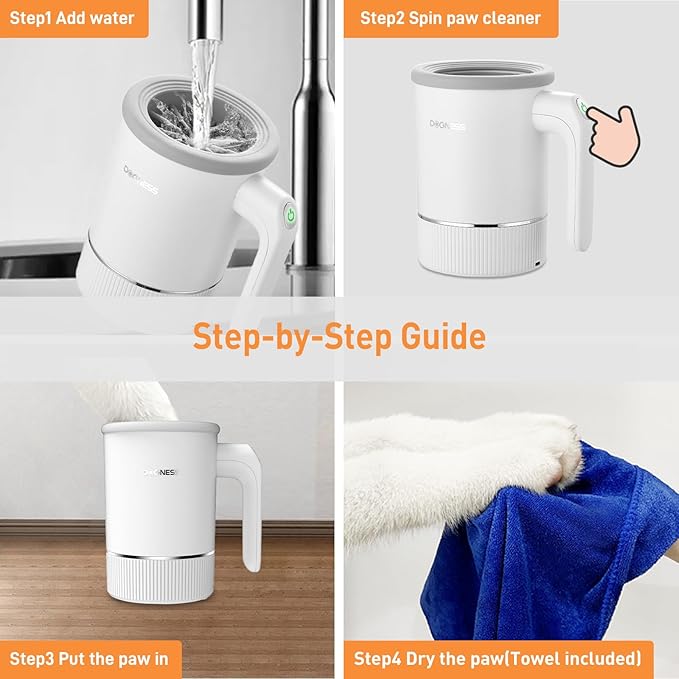 DOGNESS W02 Automatic Dog Paw Cleaner for Medium to Large Dogs (White)