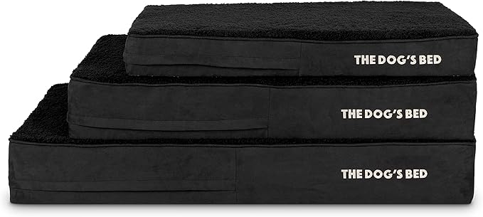 The Dog’s Bed Orthopedic Memory Foam Dog Bed, Large Black Plush 40x25, Pain Relief for Arthritis, Hip & Elbow Dysplasia, Post Surgery, Lameness, Supportive, Calming, Waterproof Washable Cover