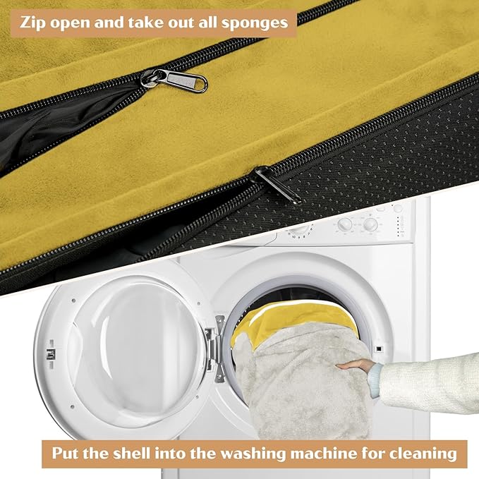 Comfort Expression Orthopedic Dog Bed for Small Dogs 20x14 Inch, Waterproof Egg Crate Foam Small Pet Bed with Removable Bolsters, Dog Couch with Washable Cover & Non-Slip Bottom, Spicy Mustard