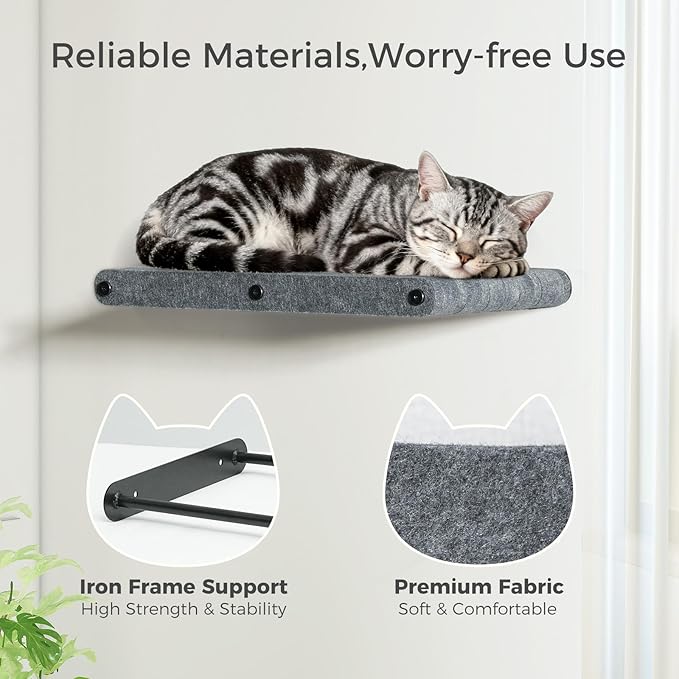 Cat Wall Shelves Stable Wall-Mounted Cats Shelves and Perches - 3-in-1 Cat Playground Furniture Set for Climbing Resting - Suitable for Small to Large Indoor Cats (Black)