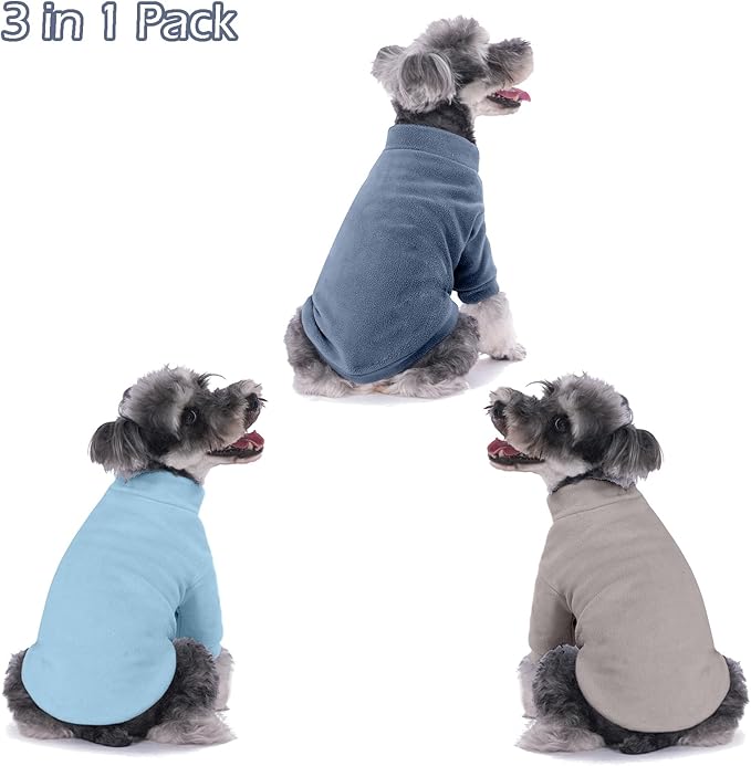 Dog Sweater, 3 Pack Dog Sweaters for Small Dogs Girl Boy, Ultra Soft Warm Puppy Clothes Dog Coat for Winter (Gray+Azure+Navy, Large)
