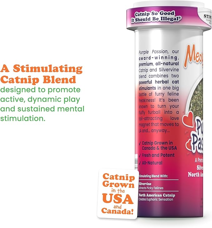Meowijuana Purrple Passion - Premium Silvervine and Catnip Blend - Purrfect Gift For Cats, Kitties, Felines, and Cat Lovers