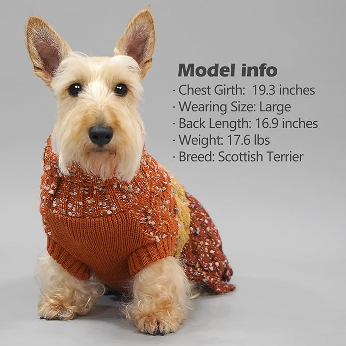 KYEESE Dog Sweaters for Small Dogs Male Color Block Pets Sweater with Fuzzy Thread Knitted Turtleneck Small Dog Sweater Soft Pet Sweater Fall Winter Dogs Clothes, Brown, S