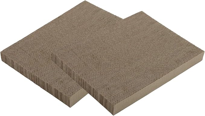 Necoichi Cardboard Cat Scratcher Bed for Indoor Cats - Cat Scratching Board (16" Wide, c. Replacement 2 Pads)