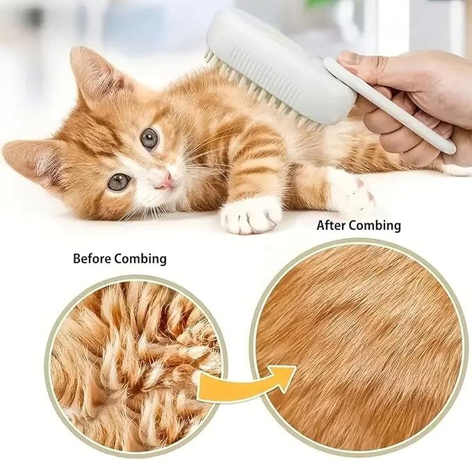 Pet Grooming Mist Brush – USB Rechargeable Deshedding & Massage Tool for Dogs & Cats