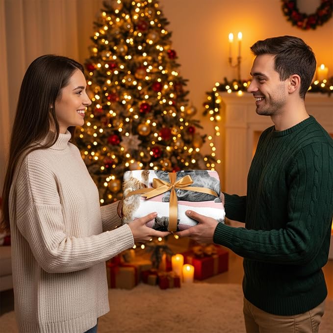 Cat Blanket for Girls Boys, Soft Flannel Fleece Throw Gifts, Lightweight Cozy Cute Cats Decor Blanket 40"x50"