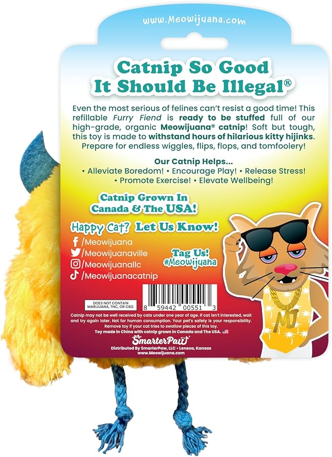 Meowijuana Refillable Cat Toys | Get Silly - Furry Friend Catnip Toys | Includes Potent Hand Harvested Catnip Grown in North America | Promotes Play and Cat Health