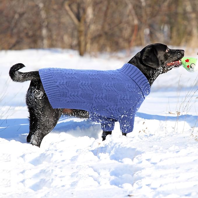 ASENKU Dog Sweater for Small Dog Girls Boys, Fall Winter Turtleneck Long Sleeve Pet Christmas Sweater, Pullover Sweatshirt for Westie, Blue, M