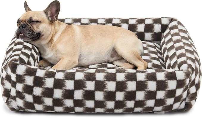 JOEJOY Small Dog Bed for Small Dogs, Rectangle Washable Orthopedic Corduroy Fleece Pet Bed with Removable Zipper Cover, Cute Soft Calming Puppy Bed with Non Skid Bottom