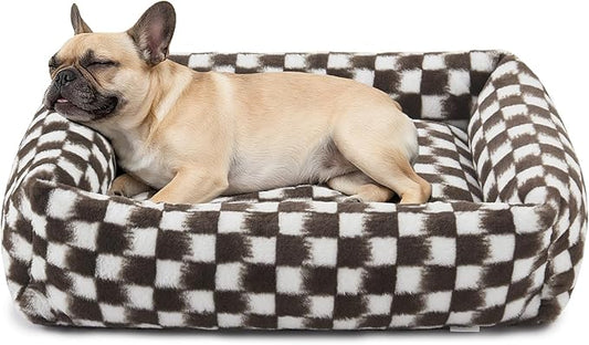JOEJOY Small Dog Bed for Small Dogs, Rectangle Washable Orthopedic Corduroy Fleece Pet Bed with Removable Zipper Cover, Cute Soft Calming Puppy Bed with Non Skid Bottom