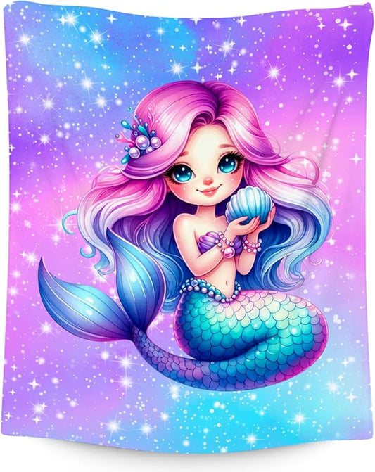 Mermaid Blanket Gifts for Girls - Soft Cozy Fleece Throws for Couch, Sofa 50"x60"