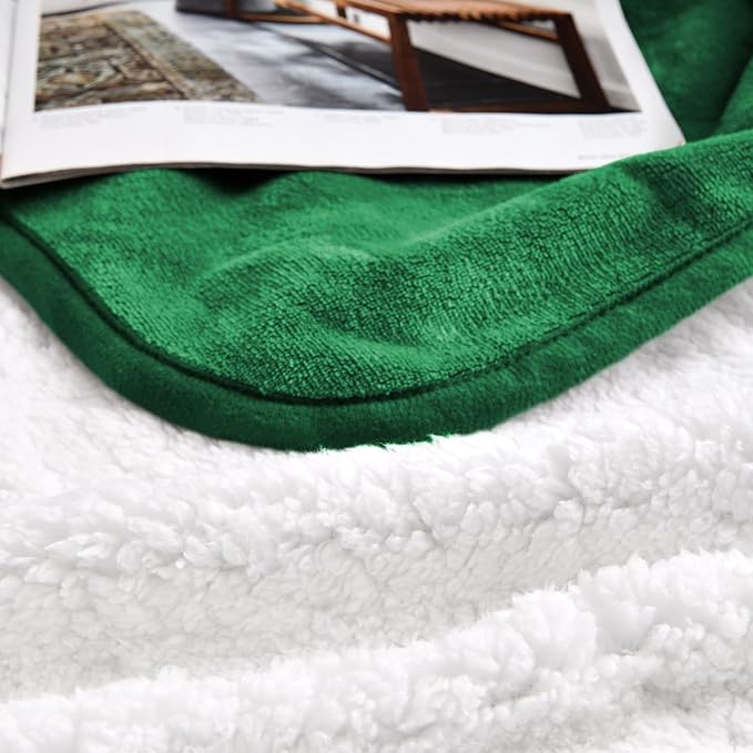 Waterproof Blanket for Bed Couch Sofa, Soft Liquid Pee Proof Pet Blanket for Dog Puppy Cat, Reversible Sherpa Fleece Furniture Protector (Green, 30x40 inches)