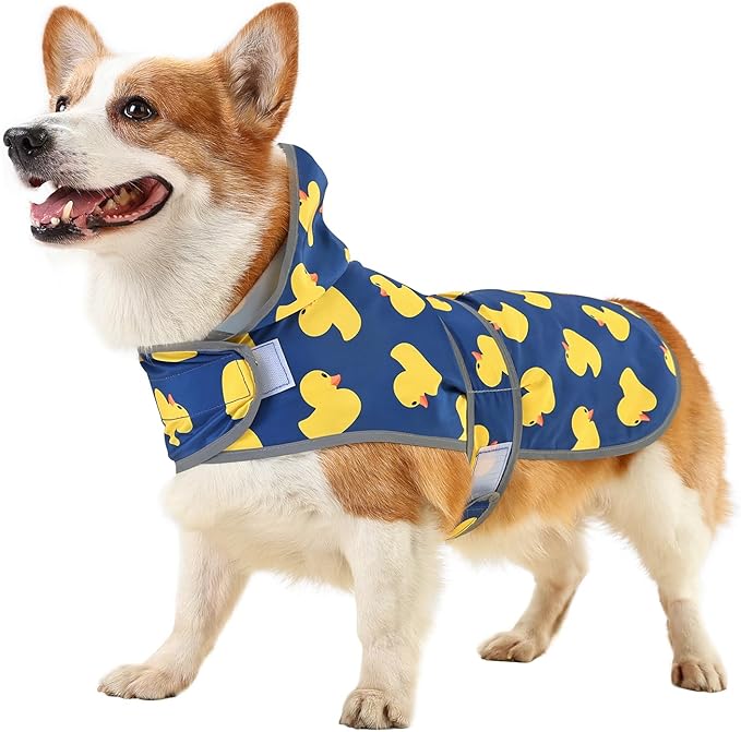 Dog Raincoat Hooded,Waterproof Rain Coat for Dogs with Adjustable Belly Strap,Reflective Strips, Lightweight Slicker Poncho Rain Jacket for Small Medium Large Dogs