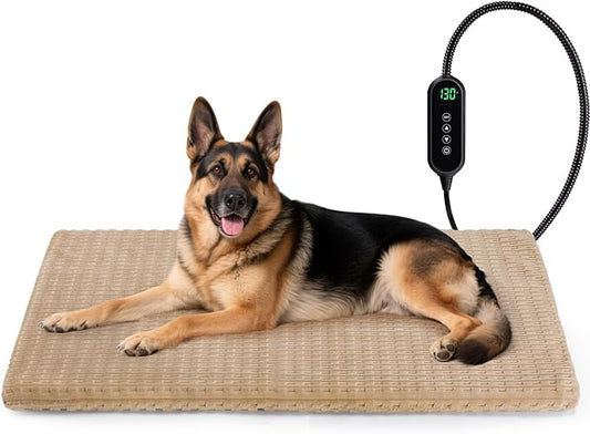 Cat Heating Pad, Waterproof Heated Cat Dog Bed with Adjustable Temperature & Timer, Electric Pet Mat for Indoor Cats Dogs, Chew Resistant Steel Cord（Extra Large : 47"x28" Brown）