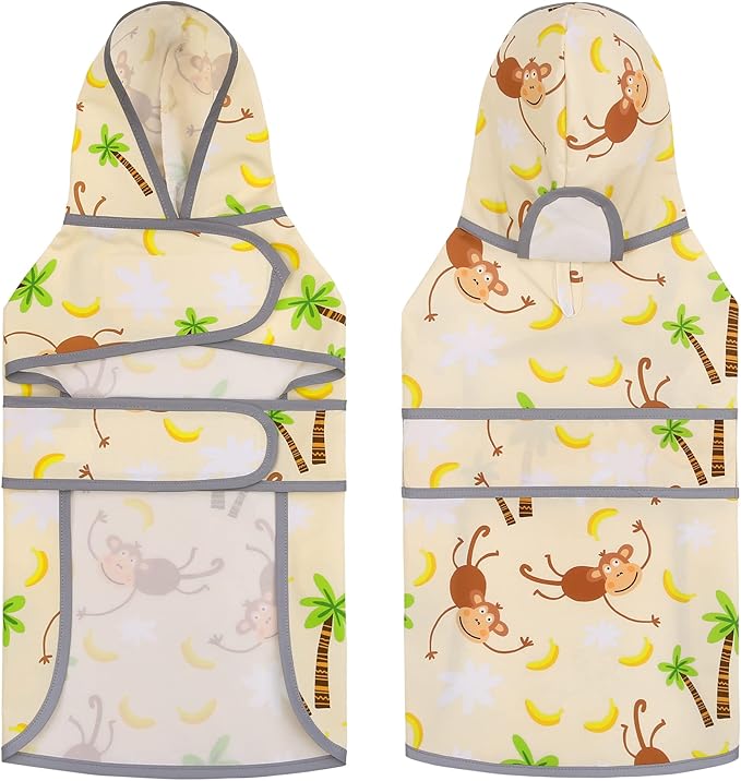 Dog Raincoat for Small Dogs Puppies Waterproof Hooded Rain Jacket with Reflective Strips Leash Hole & Poncho Adjustable Fit (Monkey,XS)