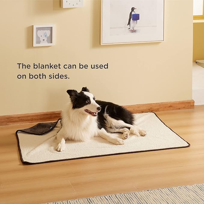 Bedsure Waterproof Dog Blankets for Large Dogs - Large Cat Blanket Washable for Couch Protection, Sherpa Fleece Puppy Blanket, Soft Plush Reversible Throw Furniture Protector, 40x50, Coffee Brown