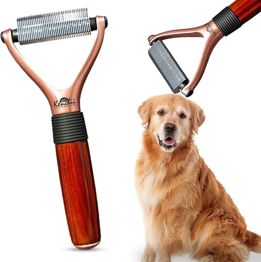 Kenchii Luxury Pet Grooming Rake - Enhance Your Pet's Coat with Precision - Dematting Undercoat Rake for Dogs, Cats - Dog Brush for Shedding