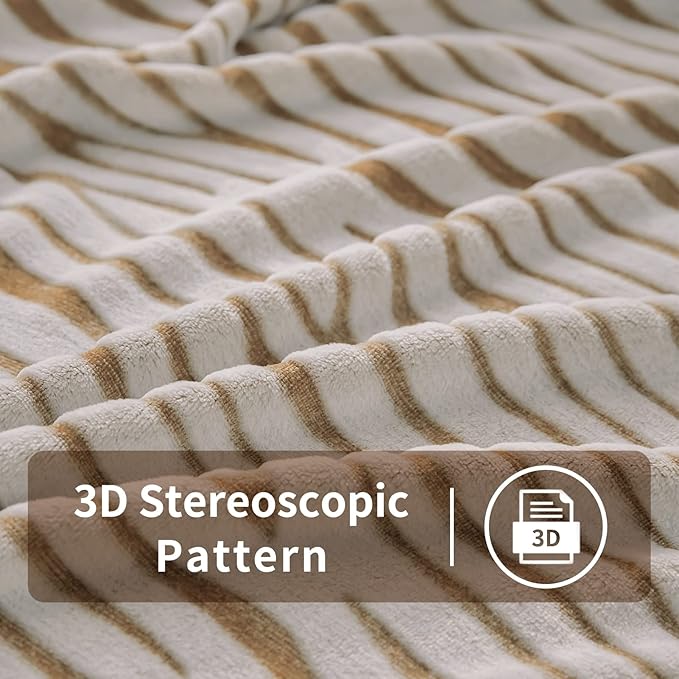 FY FIBER HOUSE Flannel Fleece Throw Blanket, Lightweight Cozy Plush Microfiber Bedspreads for Adults,90 by 108-Inch,Brown Zebra