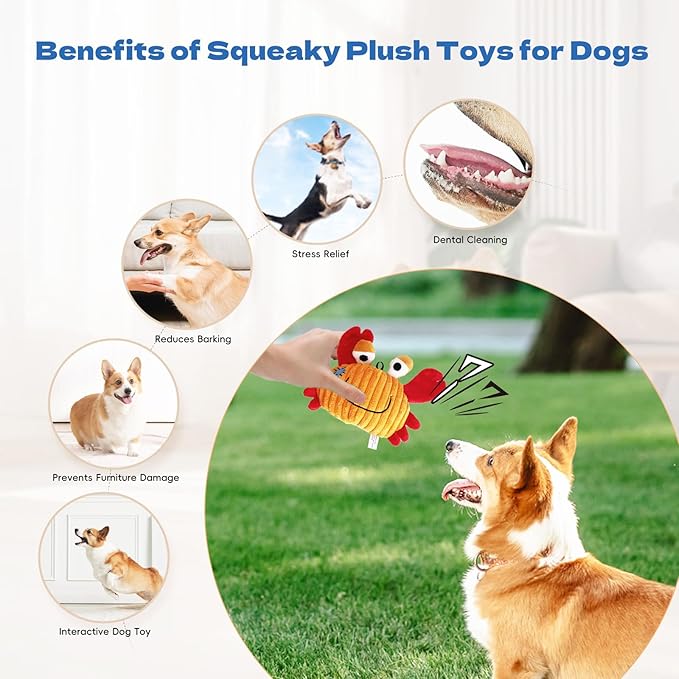 Dog Plush Toy for Small and Medium Dogs, Satisfy Dog's Natural Hunting Instinct, Squeaky Dog Toys for Indoor, Crinkle Sound Paper (2 Pack)