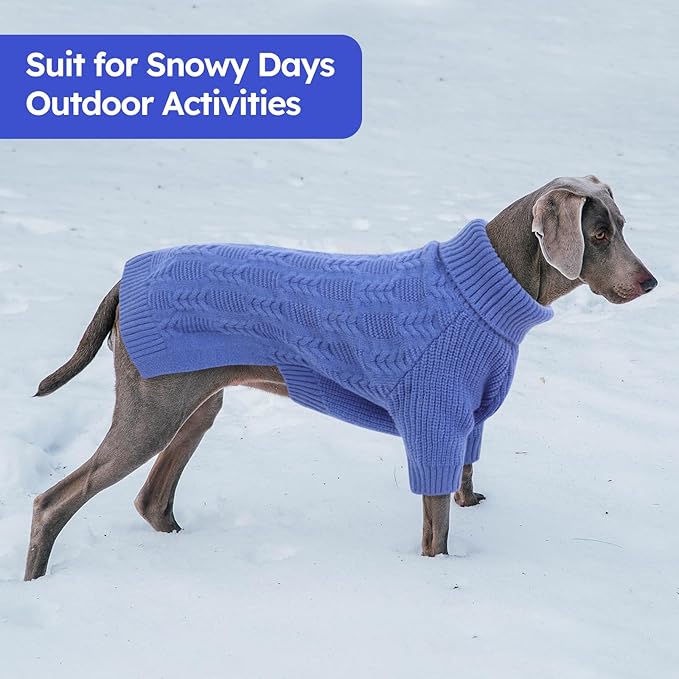 ASENKU XXXXL Dog Sweaters for Large Dog Girls Boys, Pullover Turtleneck Knitted Big Doggie Sweatershirt for Female Male, Doberman Great Dane Sweater for Extra-Large Breed Dogs, Blue 4XL