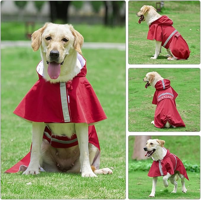 Pet Large Dog Raincoat Apparel Poncho Waterproof for Medium Large Sized,Pet Raincoats for Clothes Jacket,Dog Rain Jacket (Red,6XL)
